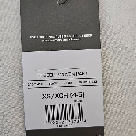 Russell Athletic Pants Boys Size XS 4-5 Black Joggers Windbreakers Pockets NWT - Picture 8 of 11
